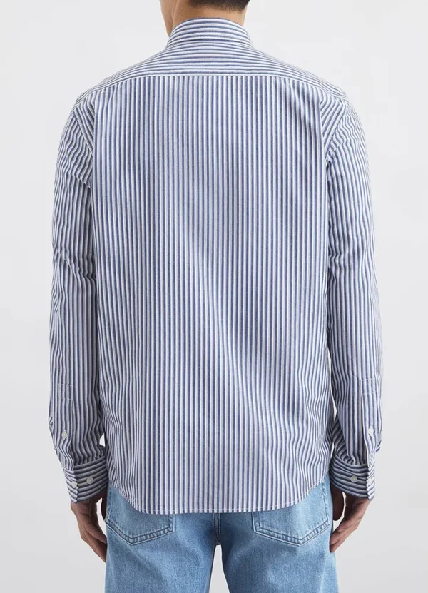 522723842358 Striped light seer sucker new kent collar long sleeve round hem shirt | Eshop GS | Jordan