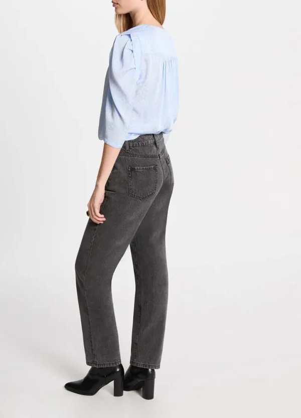 251-CALA 3/4 sleeves v-neck shirt with gathered puff sleeves | Eshop GS | Jordan