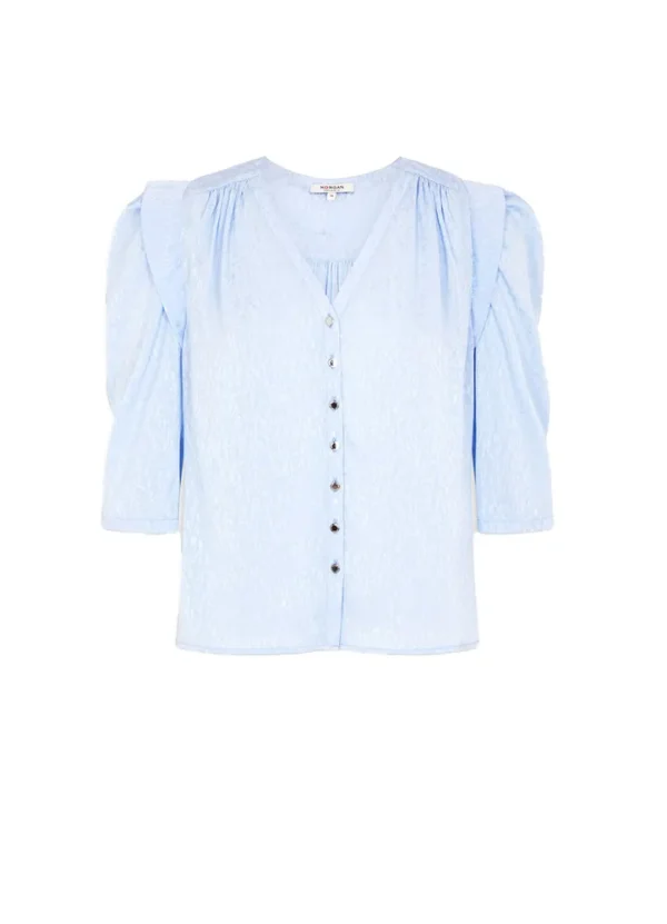 251-CALA 3/4 sleeves v-neck shirt with gathered puff sleeves | Eshop GS | Jordan