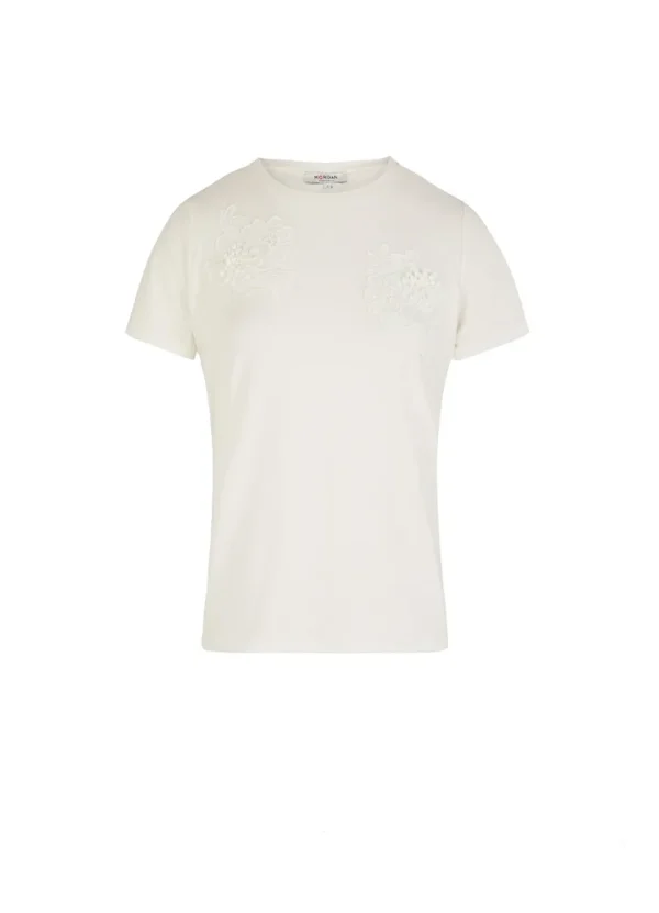 251-DFLEUR SS crew neck t-shirt with flowers embroidery on chest | Eshop GS | Jordan