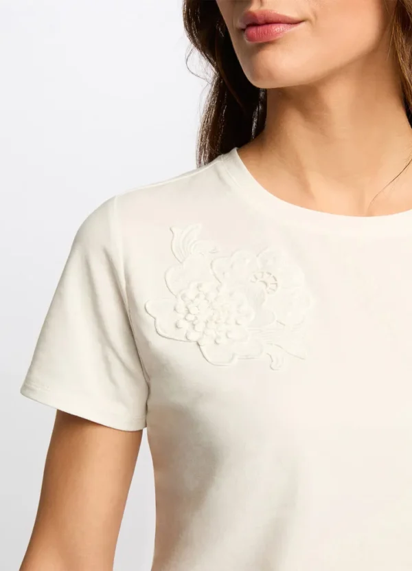 251-DFLEUR SS crew neck t-shirt with flowers embroidery on chest | Eshop GS | Jordan