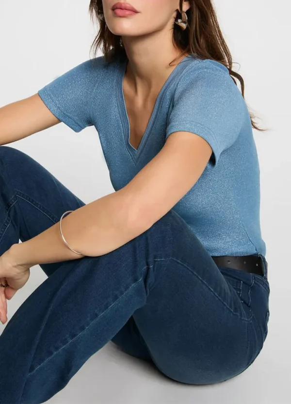 212-DIWI SS v-neck t-shirt with lurex | Eshop GS | Jordan