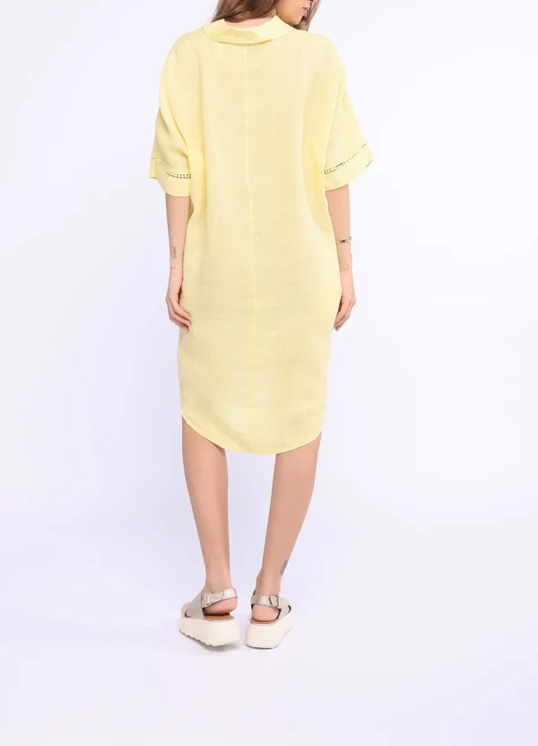 INS2501083MBL SS shirt linen midi dress with embroidery details on sleeves | Eshop GS | Jordan