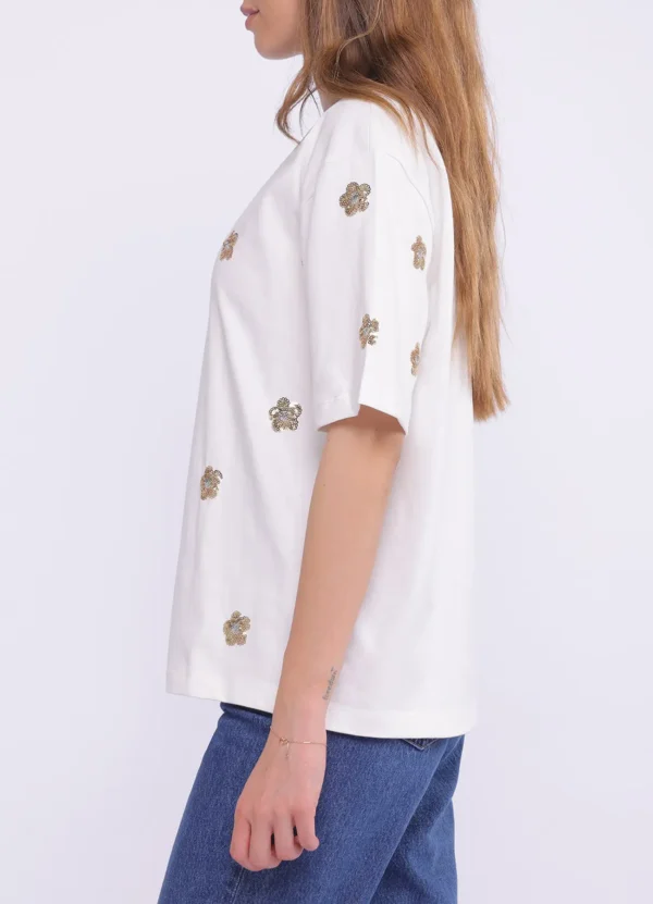 INS2501010MB SS crew neck t-shirt with all over small flower sequins | Eshop GS | Jordan