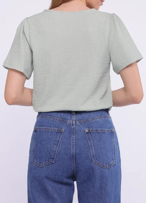 LT101/25190 SS crew neck textured blouse with crochet on yoke | Eshop GS | Jordan