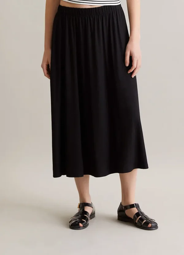 5000006077 Midi jersey skirt in black with elastic waist | Eshop GS | Jordan