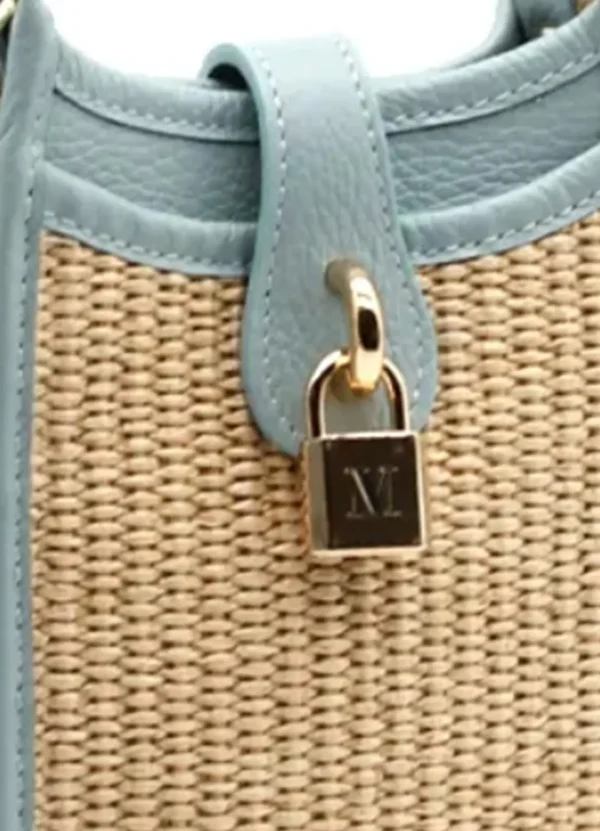 390316/B20 Bicolor phone bag in mix leather and straw fabric | Eshop GS | Jordan