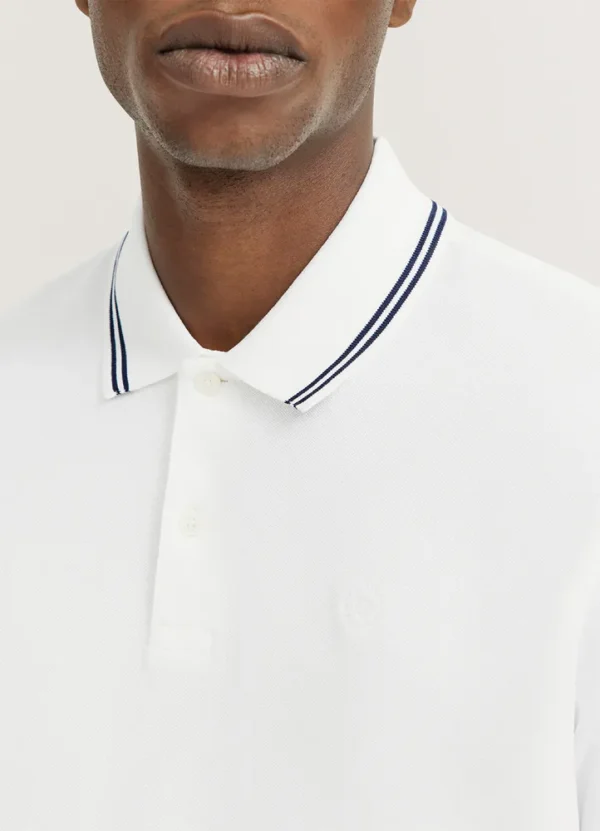 8150/75106C Mercerised cotton pinstriped poloshirt with striped contrast collar and sleeves | Eshop GS | Jordan