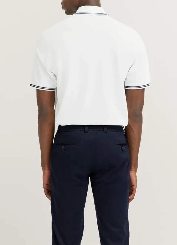 8150/75106C Mercerised cotton pinstriped poloshirt with striped contrast collar and sleeves | Eshop GS | Jordan