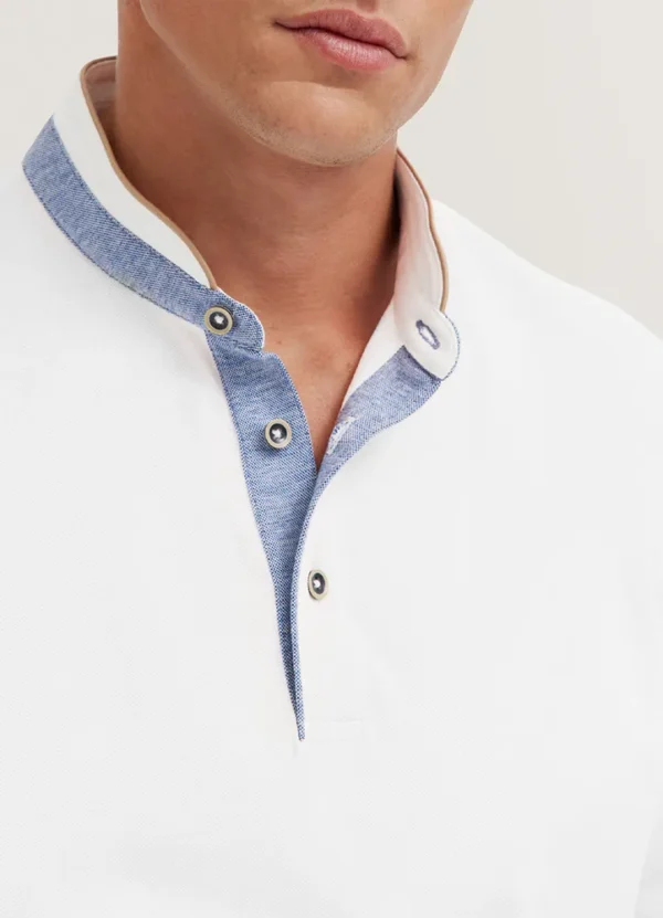 8150/75003C Chinese collar poloshirt with chambray contrast | Eshop GS | Jordan