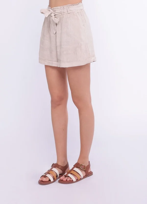 Maison Brown Women Linen Shorts AWMWS25ENBMLI01